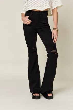 Judy Blue High Waist Flare Jeans With Distressed Finish