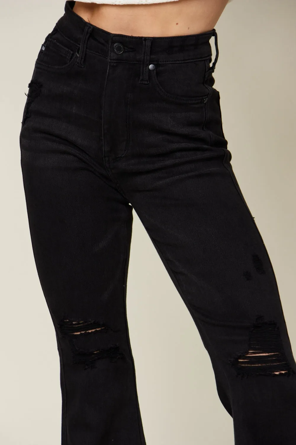 Judy Blue High Waist Flare Jeans With Distressed Finish