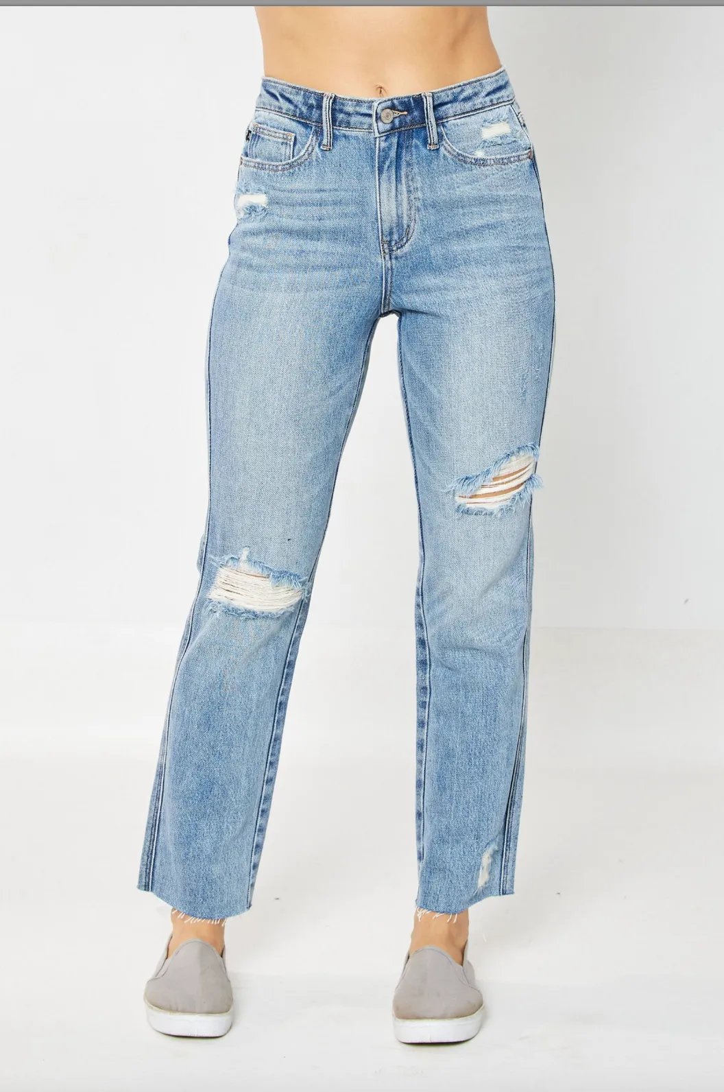 Destroyed Straight Leg Jeans by Judy Blue