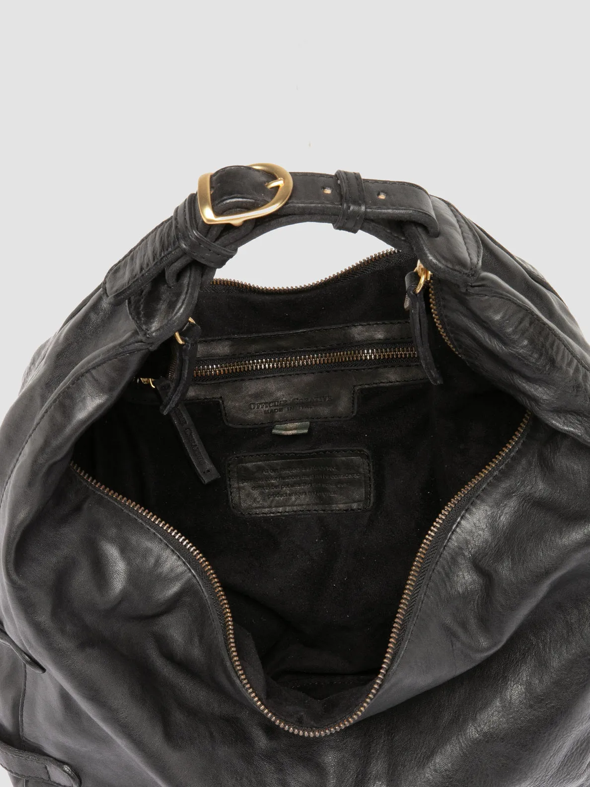 JULIE 008 - Black Leather Shoulder Bag