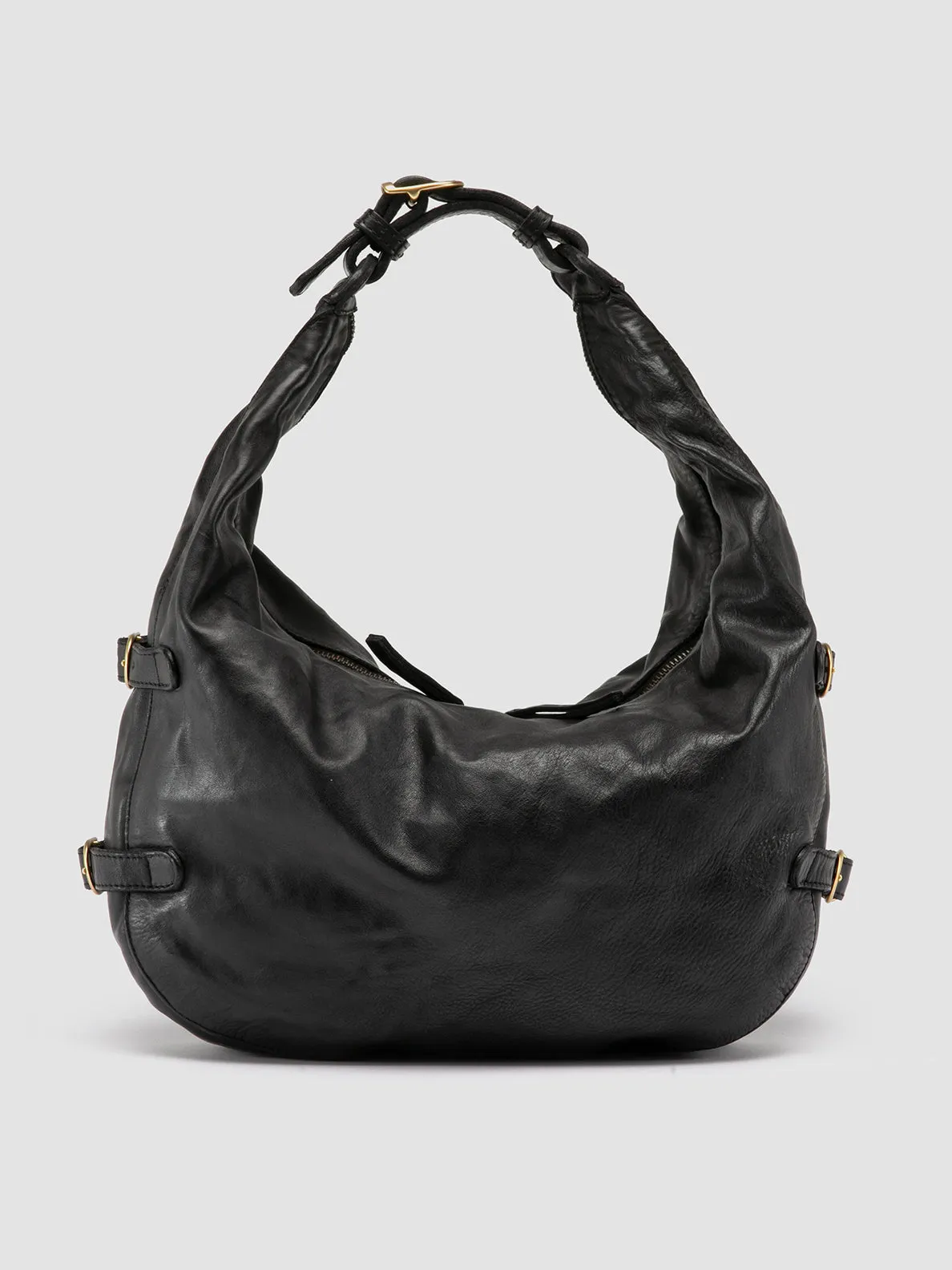 JULIE 008 - Black Leather Shoulder Bag