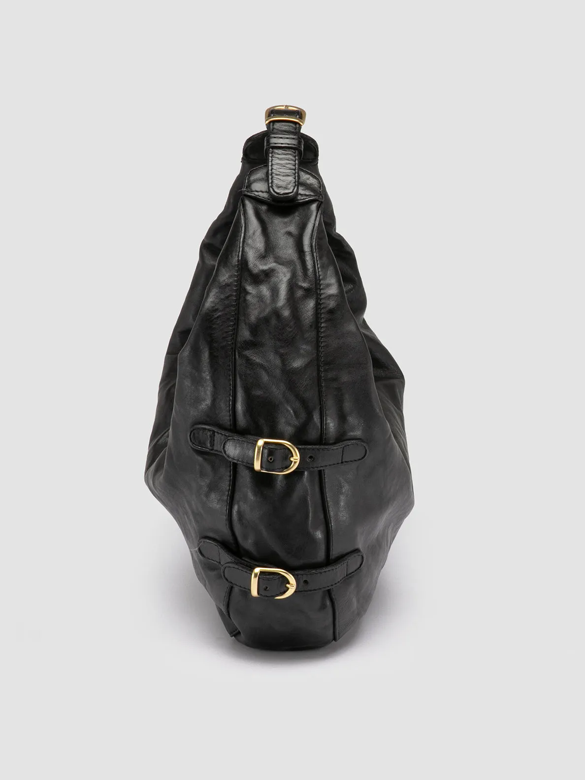 JULIE 008 - Black Leather Shoulder Bag