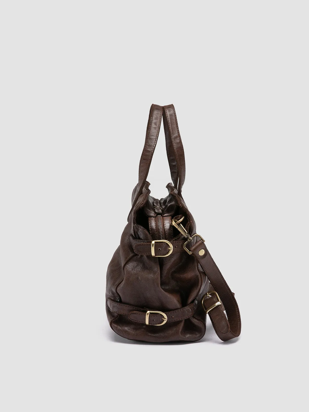 JULIE 011 - Brown Leather Shoulder Bag