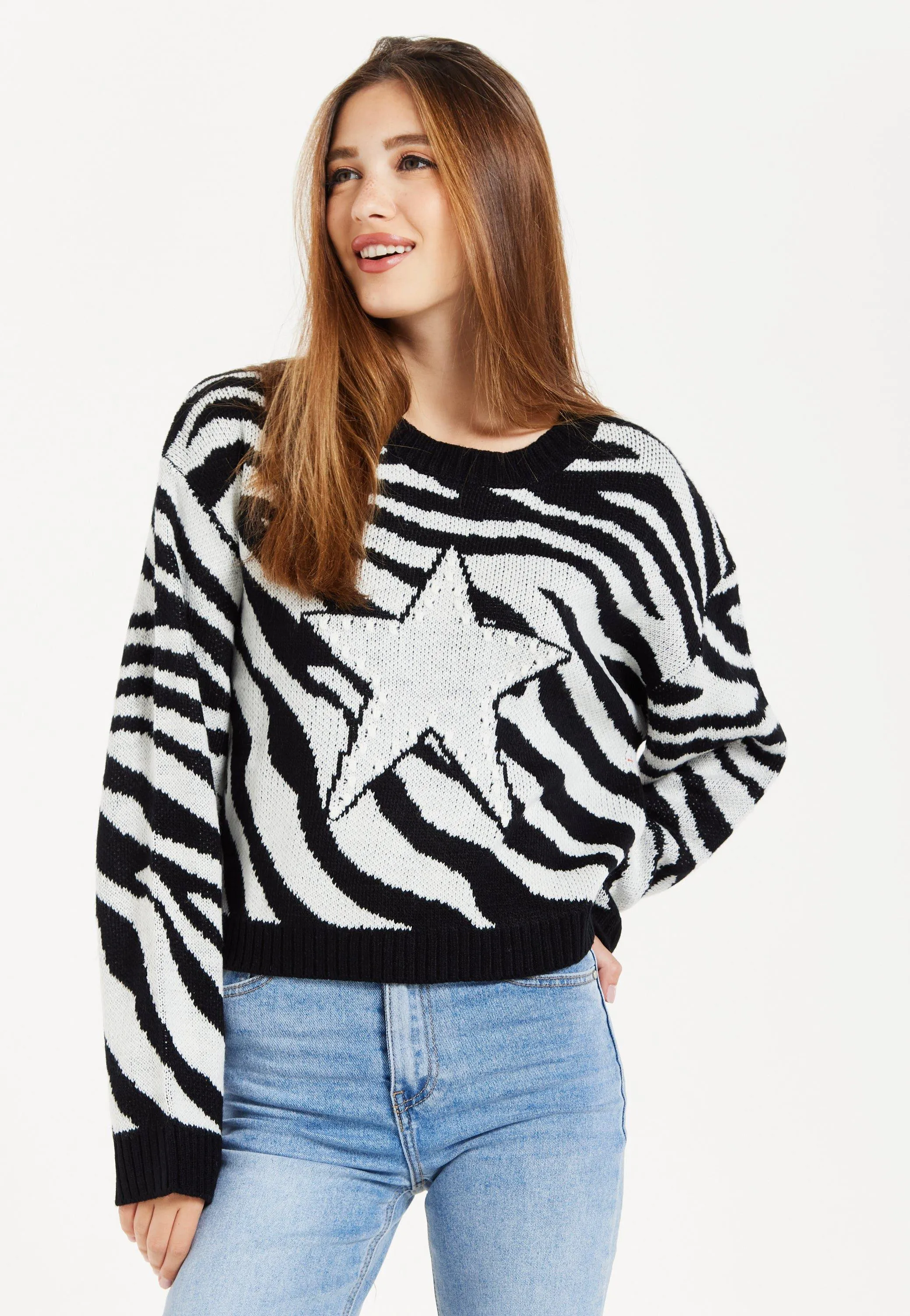 Star Jumper with Black And White Zebra Pattern by Liquorish