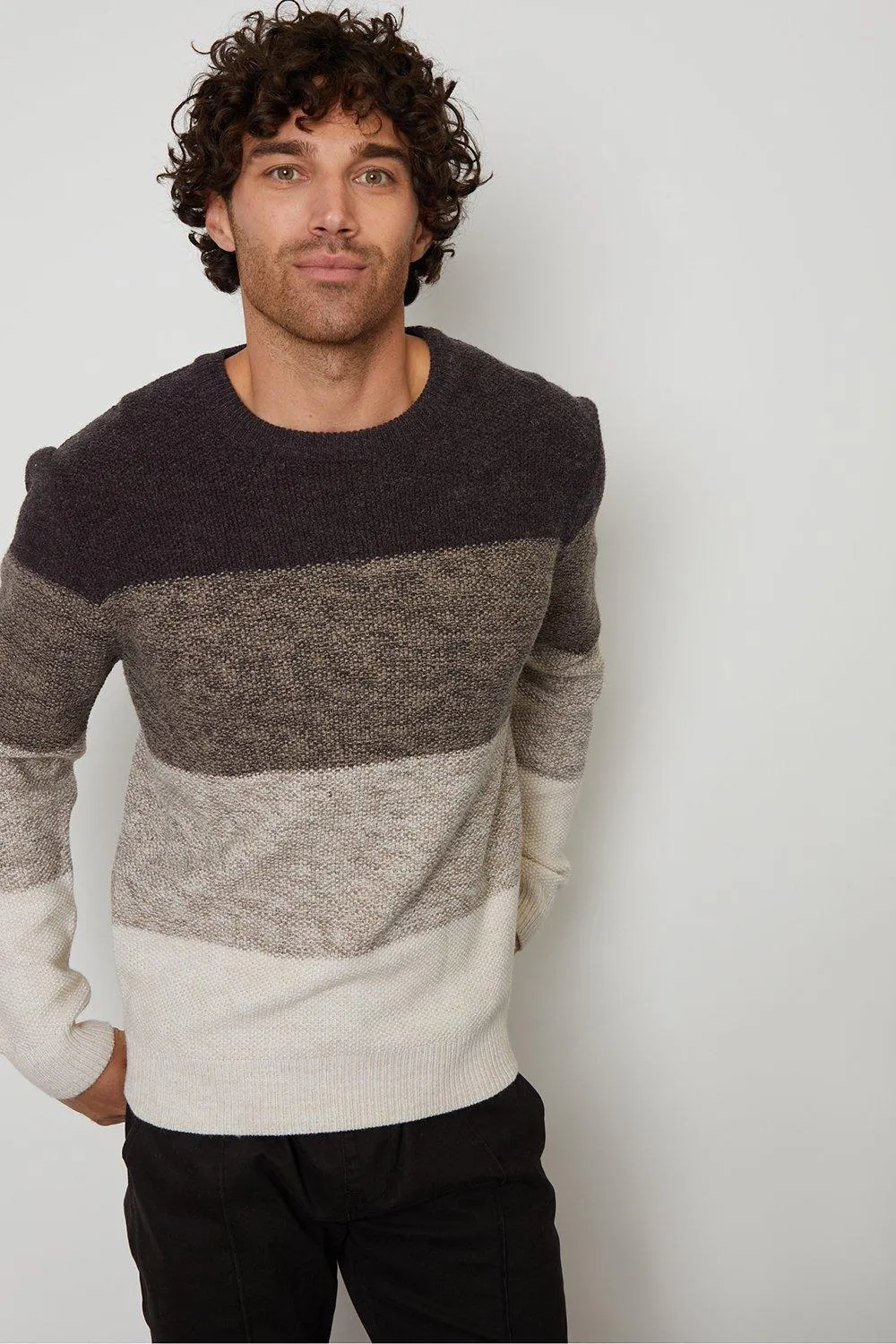 'Merlewood' Ombré Striped Crew Neck Jumper by Threadbare