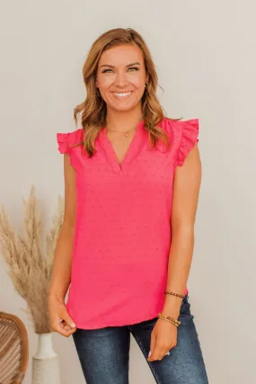 Just Begun Ruffle Tank Top - Fuchsia