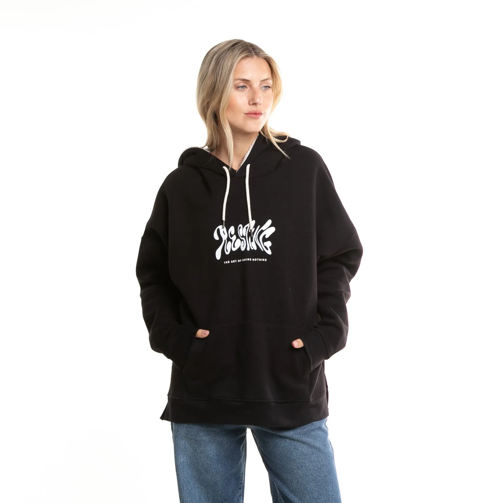 Kangaroo Rusty Resting Oversized Hoodie LD Black