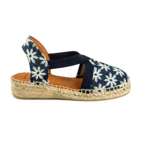 Kid's Edita-GR Wedge Espadrille with Embroidered Cotton Blend