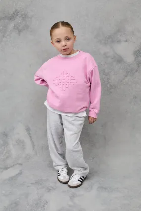 KIDS EMBOSSED EMBLEM SWEATSHIRT - PINK