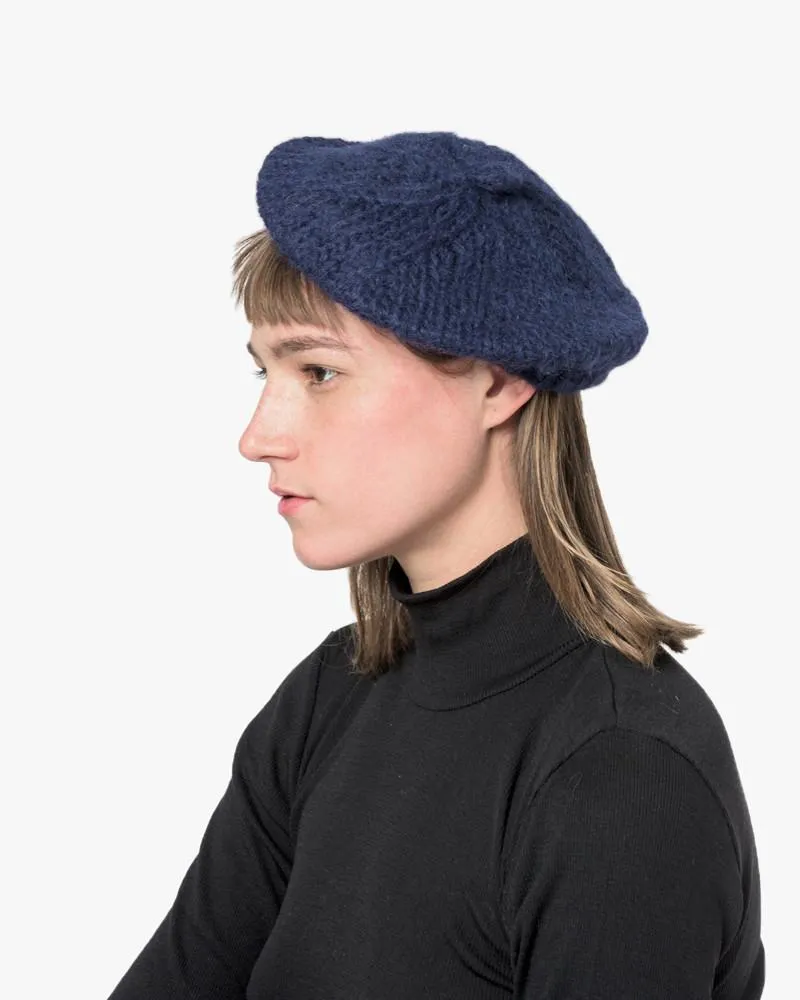 Knit Beret in Navy