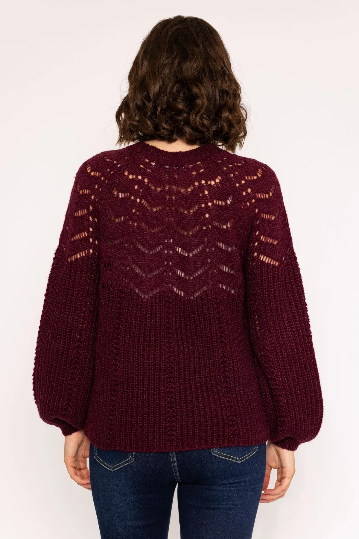 Knit Jumper with Bell Sleeves in Burgundy