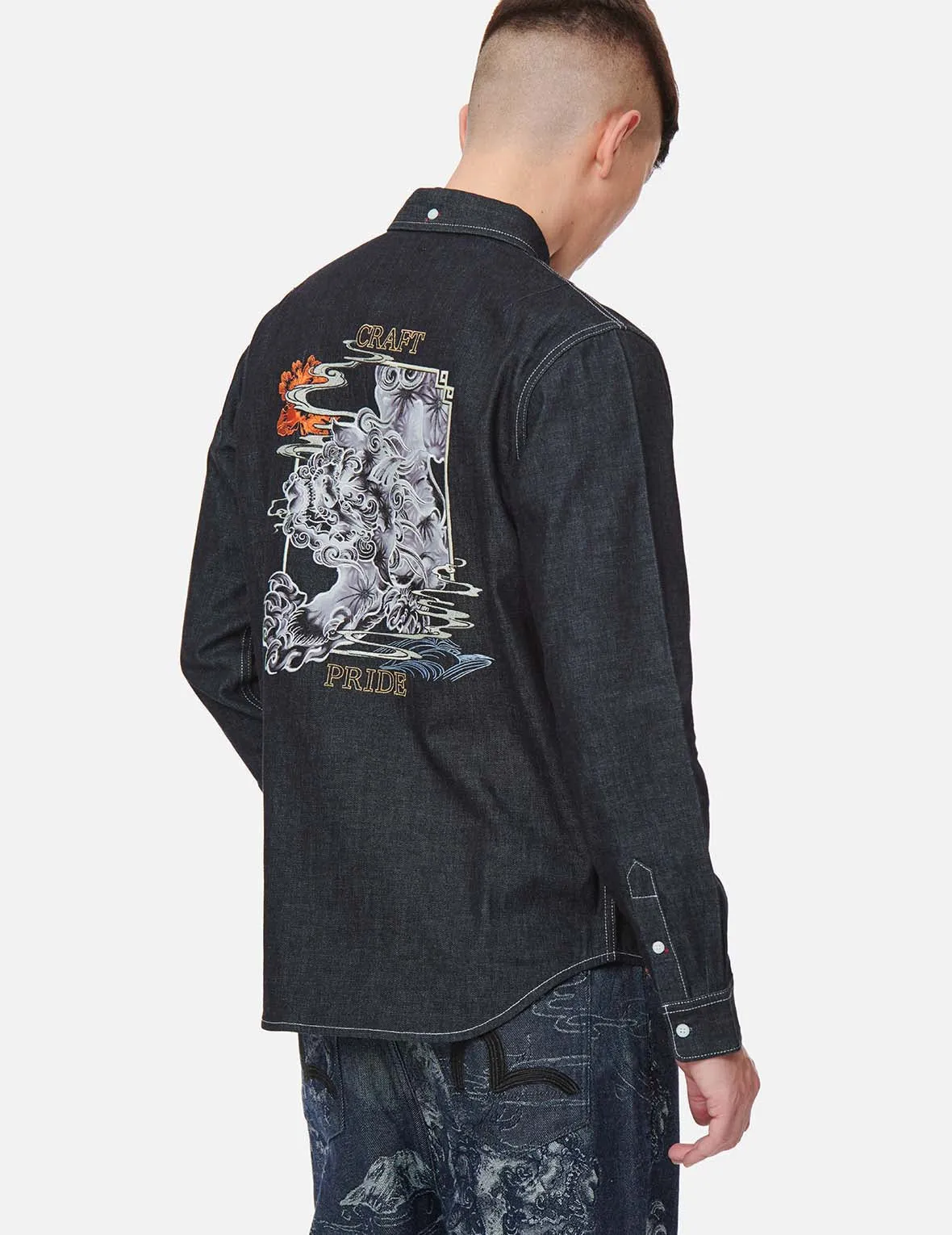 Komainu Framed Graphic Print Denim Shirt