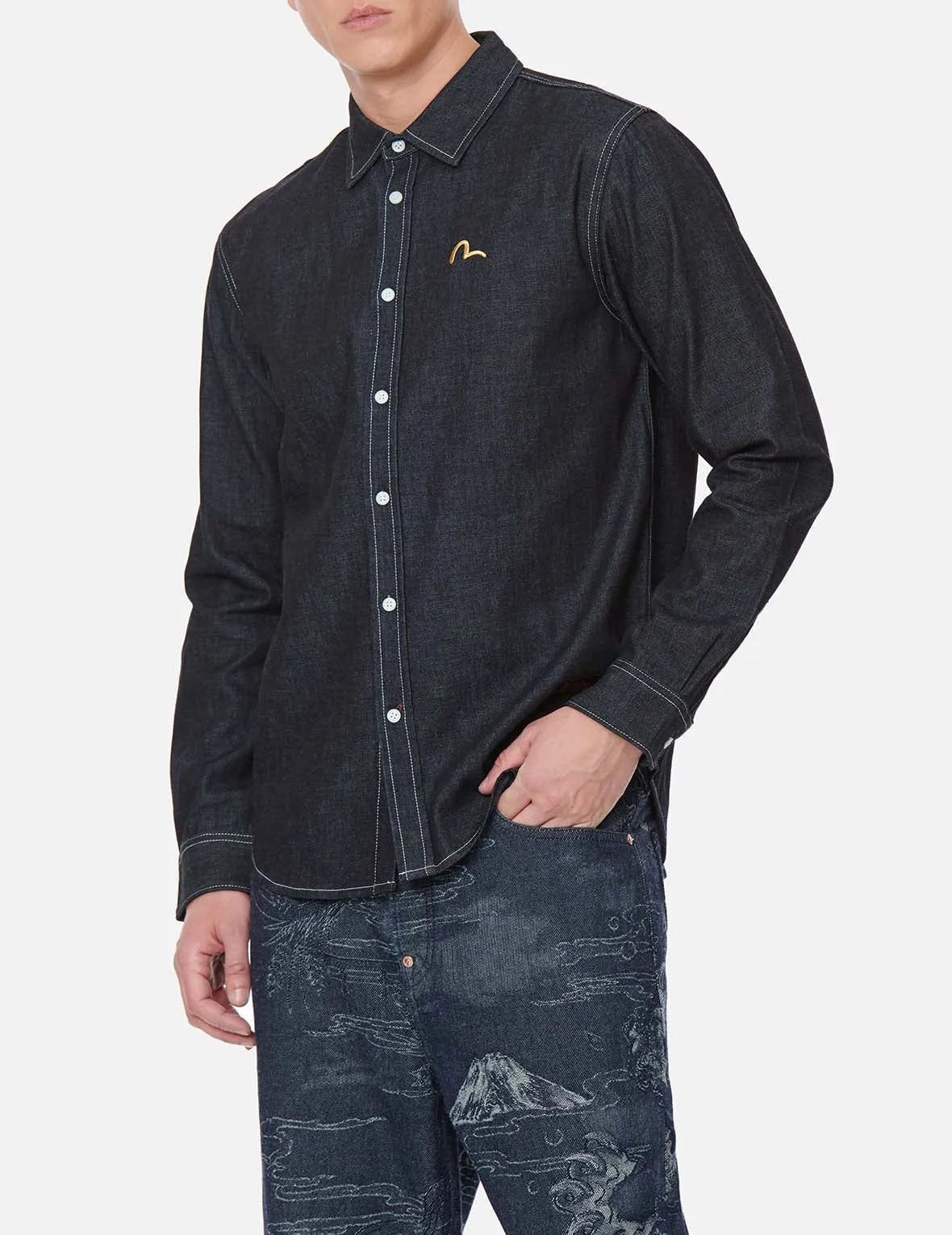 Komainu Framed Graphic Print Denim Shirt