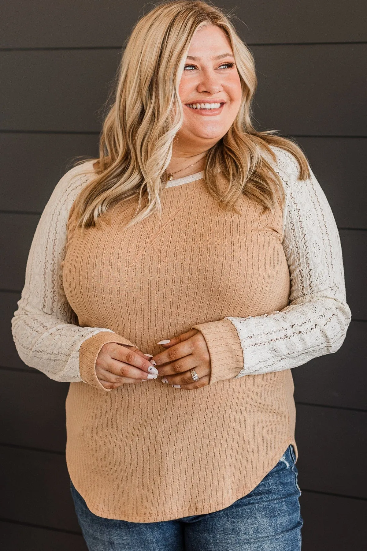 Crochet Beige & Ivory Knit Top