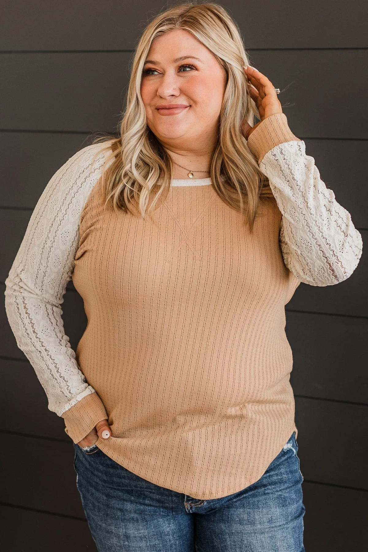 Crochet Beige & Ivory Knit Top