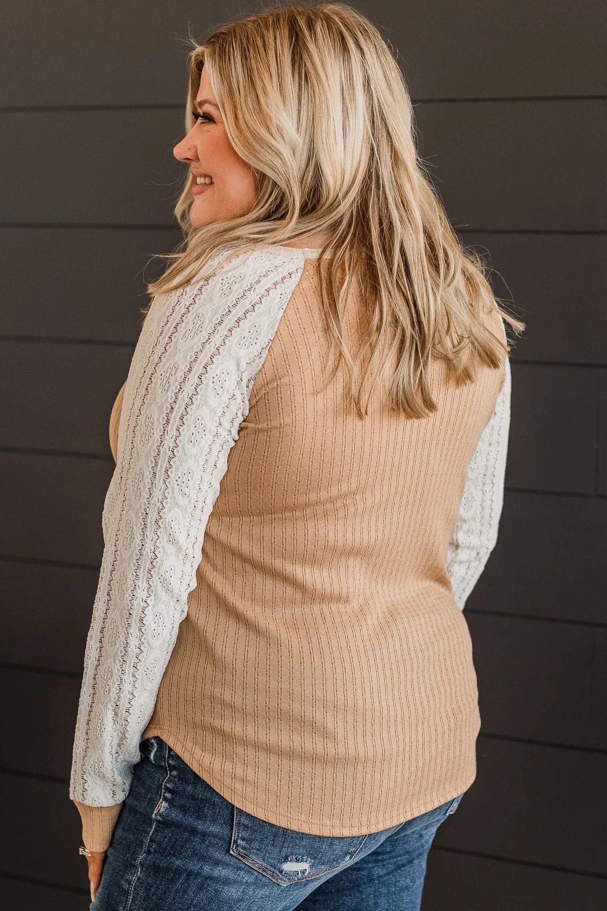 Crochet Beige & Ivory Knit Top