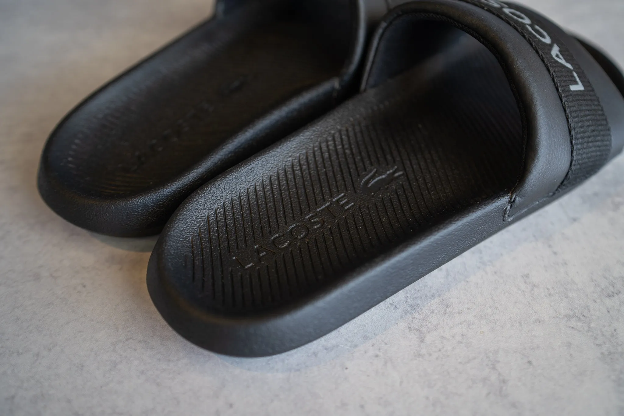 Lacoste Band Slides (Black/Grey)