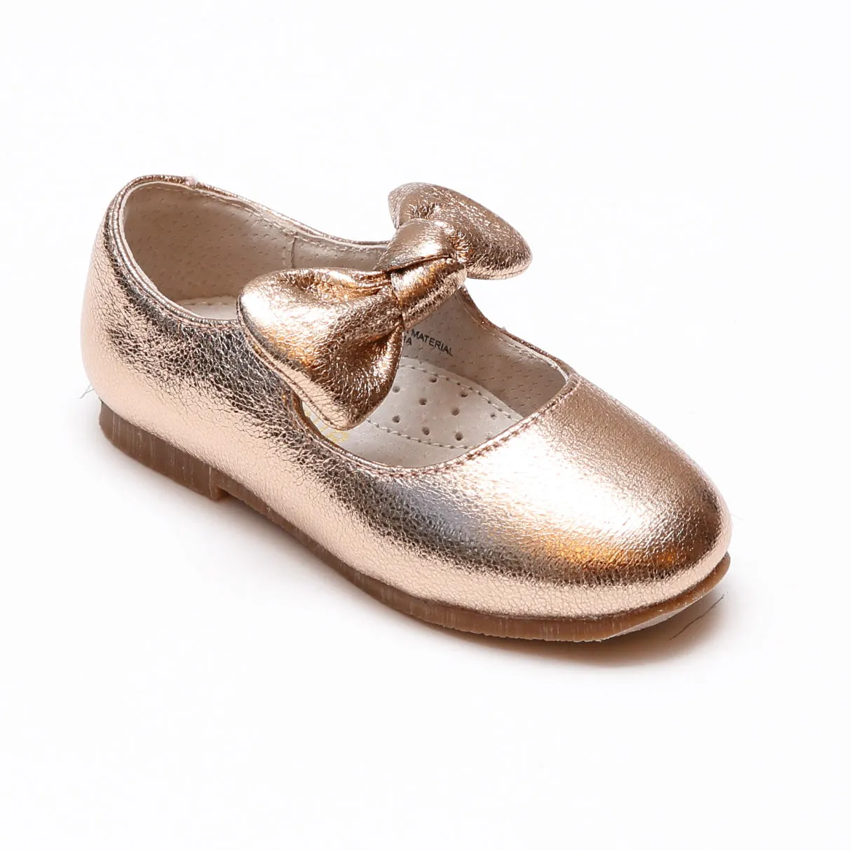 Celia Crinkled Metallic Bow Flats by L'Amour Girls