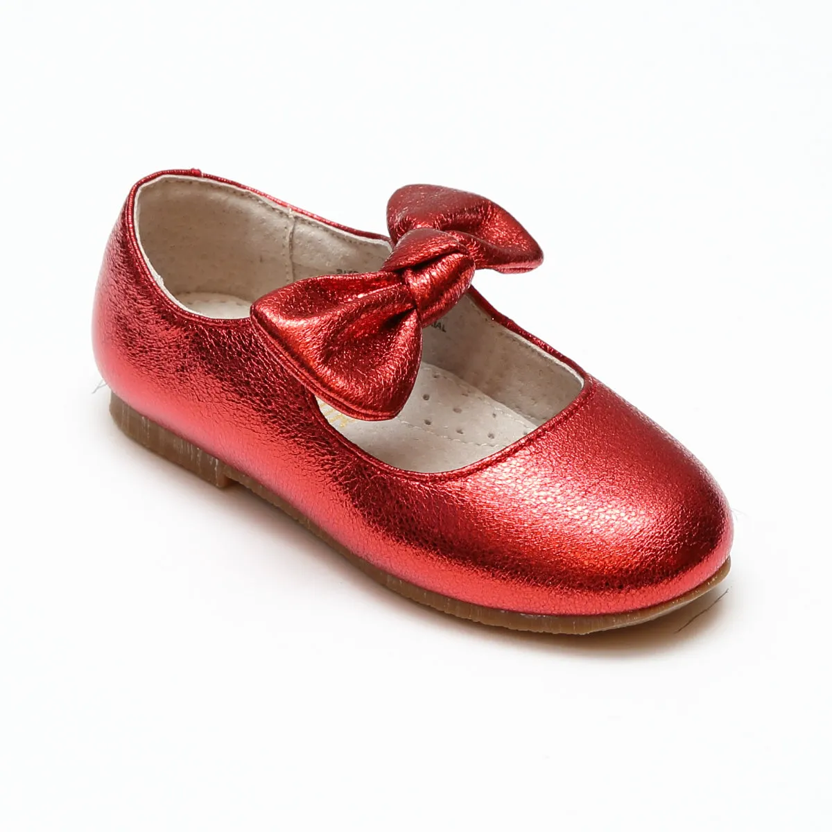 Celia Crinkled Metallic Bow Flats by L'Amour Girls