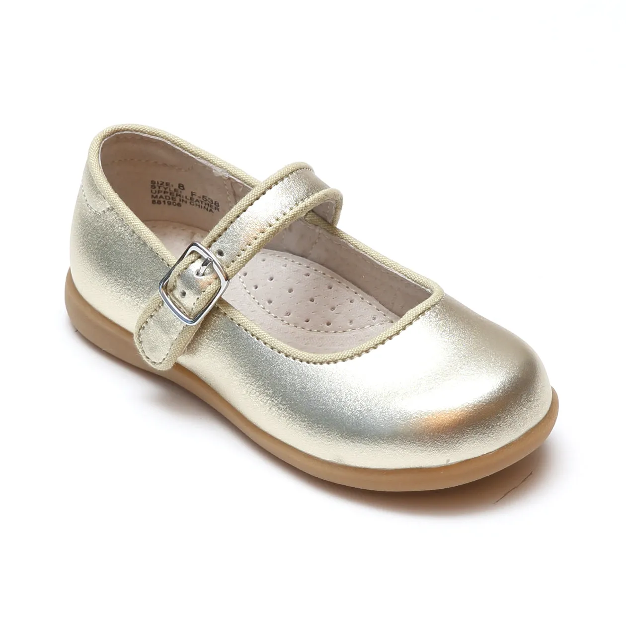 Olga Special Occasion Leather Mary Jane Shoes with Piping by L'Amour Girls