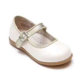 Olga Special Occasion Leather Mary Jane Shoes with Piping by L'Amour Girls