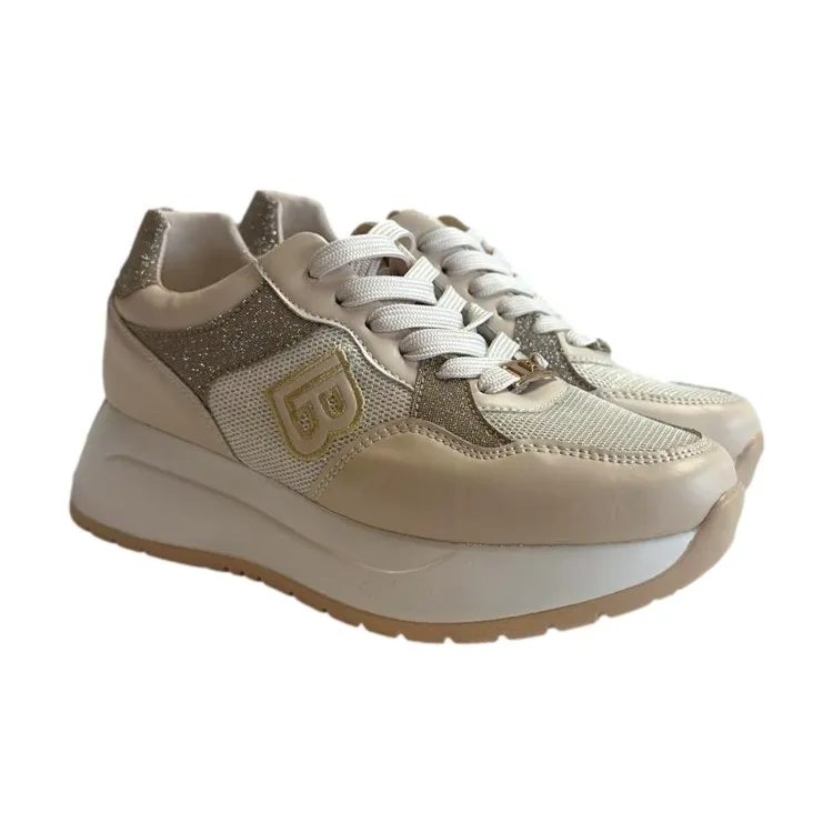 8414 Glitter Beige Sneakers for Ladies by Laura Biagiotti