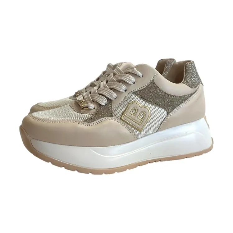 8414 Glitter Beige Sneakers for Ladies by Laura Biagiotti