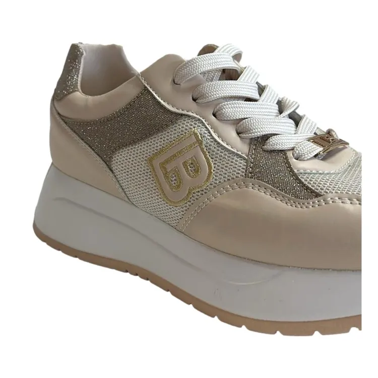 8414 Glitter Beige Sneakers for Ladies by Laura Biagiotti