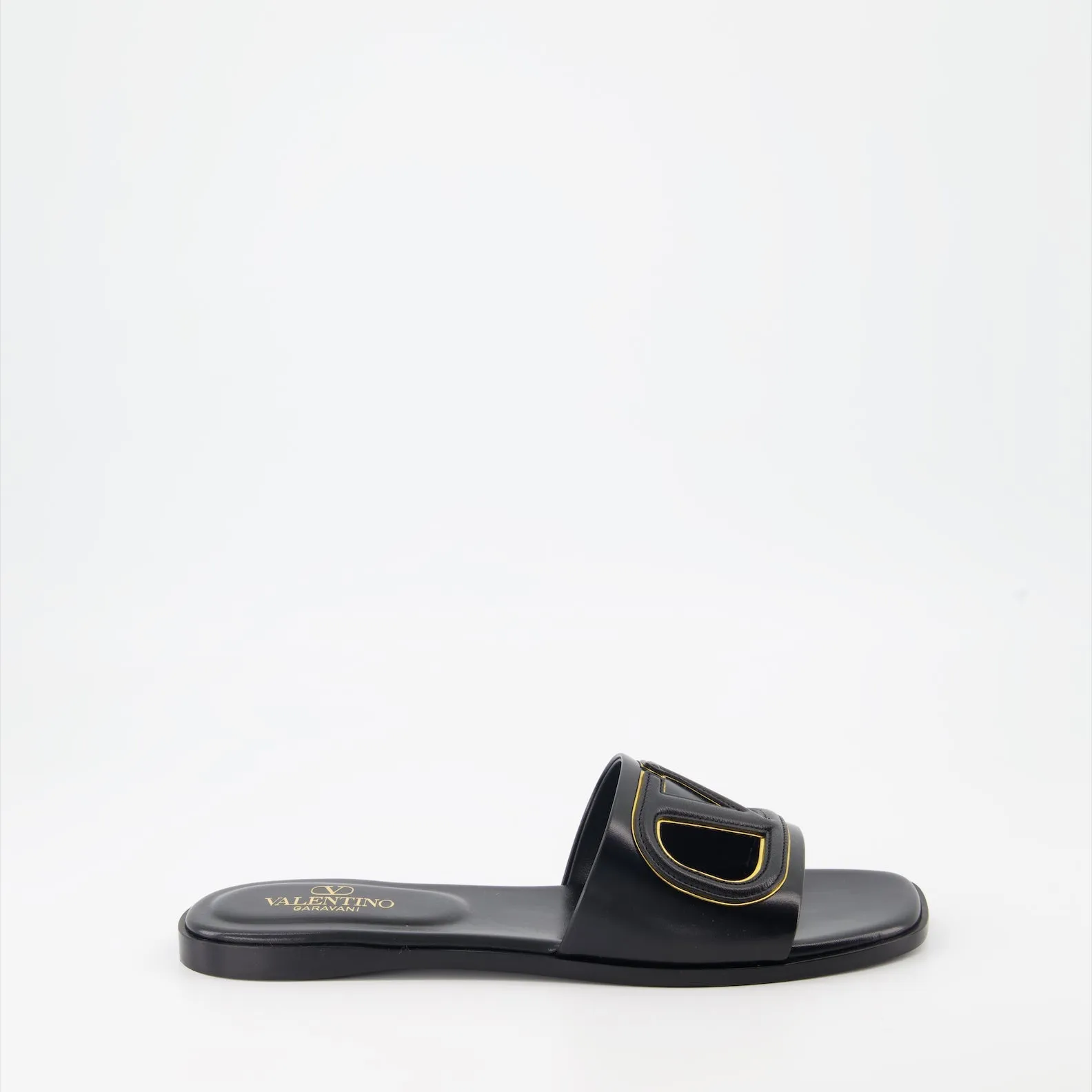 Leather VLogo Cut-Out Slides