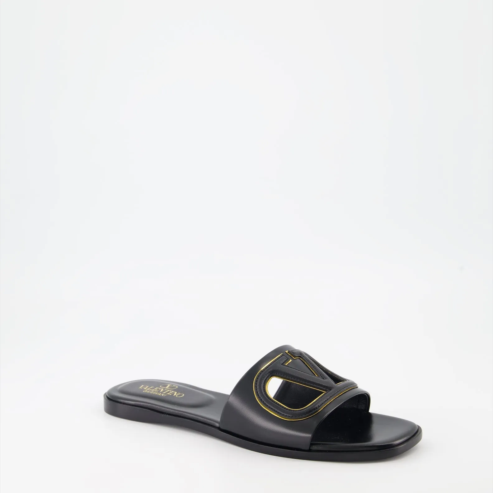 Leather VLogo Cut-Out Slides