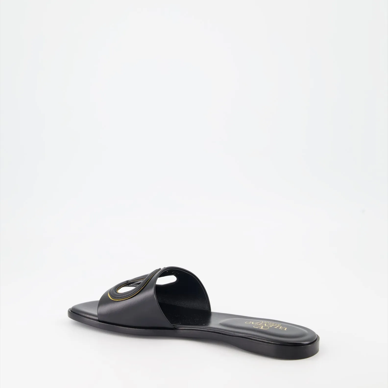 Leather VLogo Cut-Out Slides