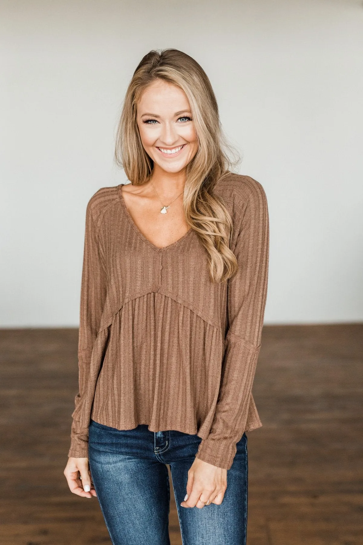 Mocha Babydoll Knit Top