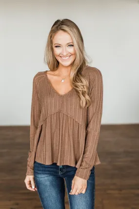 Mocha Babydoll Knit Top