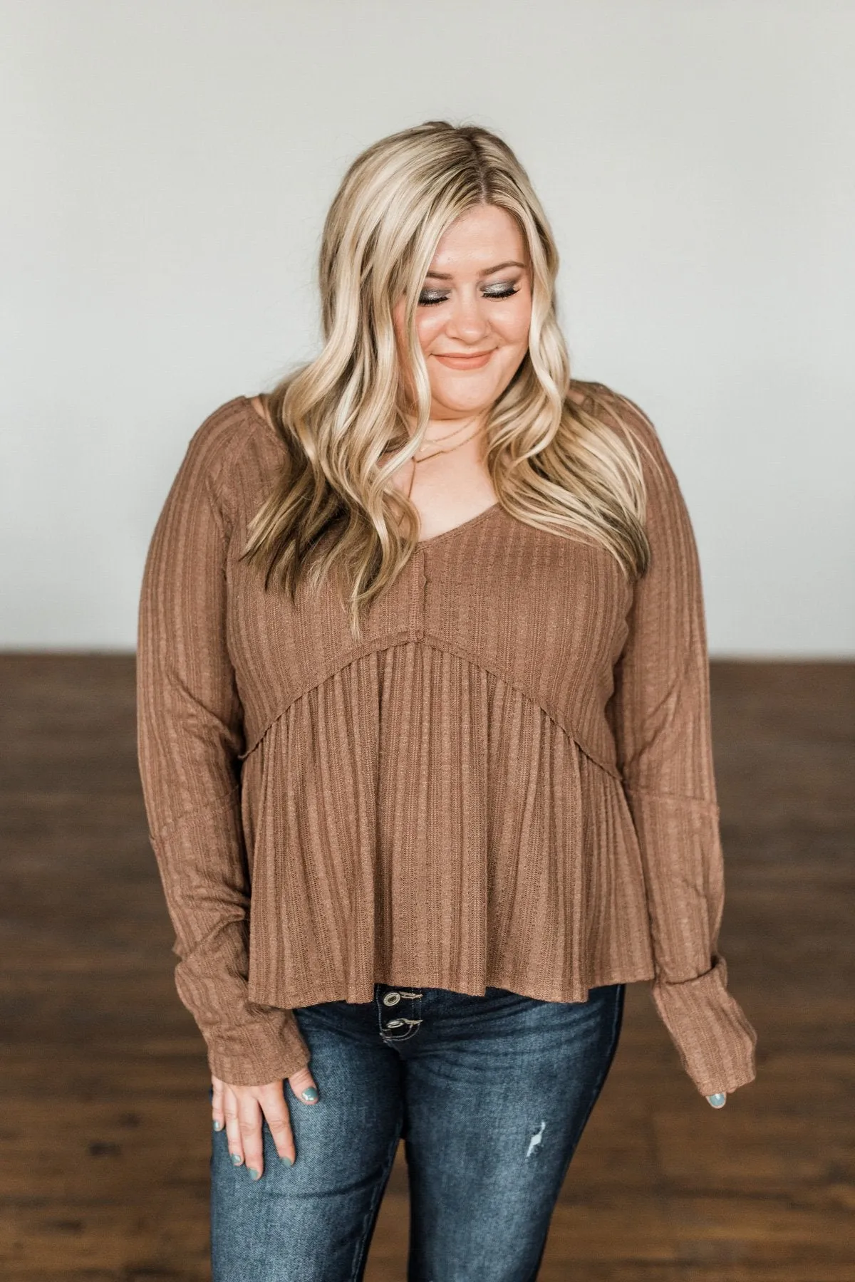 Mocha Babydoll Knit Top