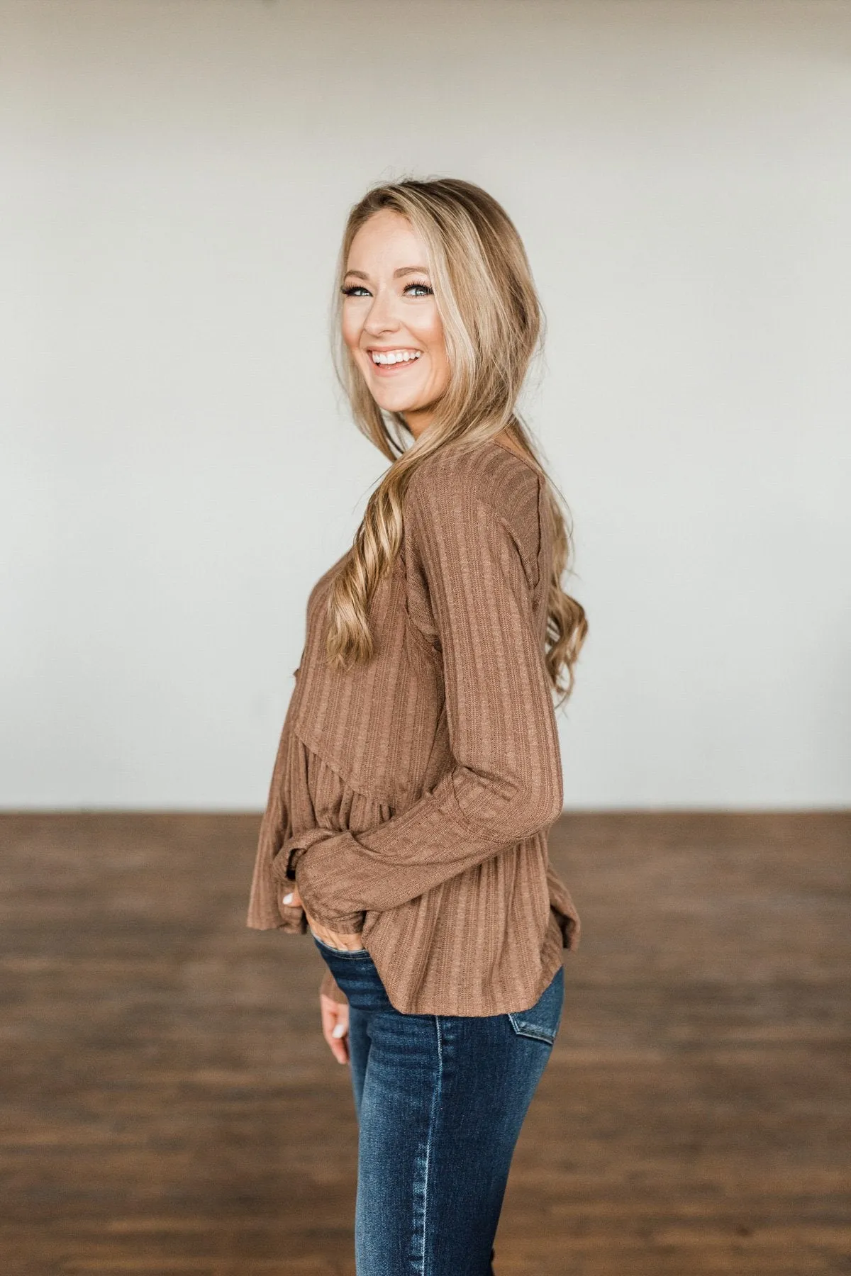 Mocha Babydoll Knit Top