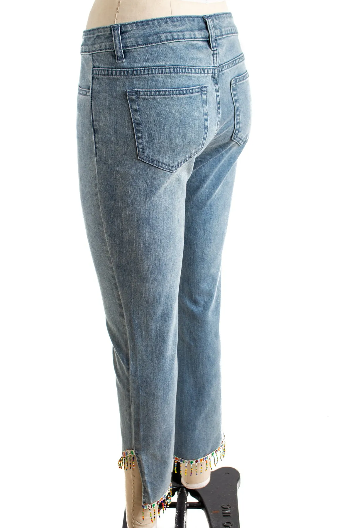 Light Wash Mina Jeans with Beaded Detail.