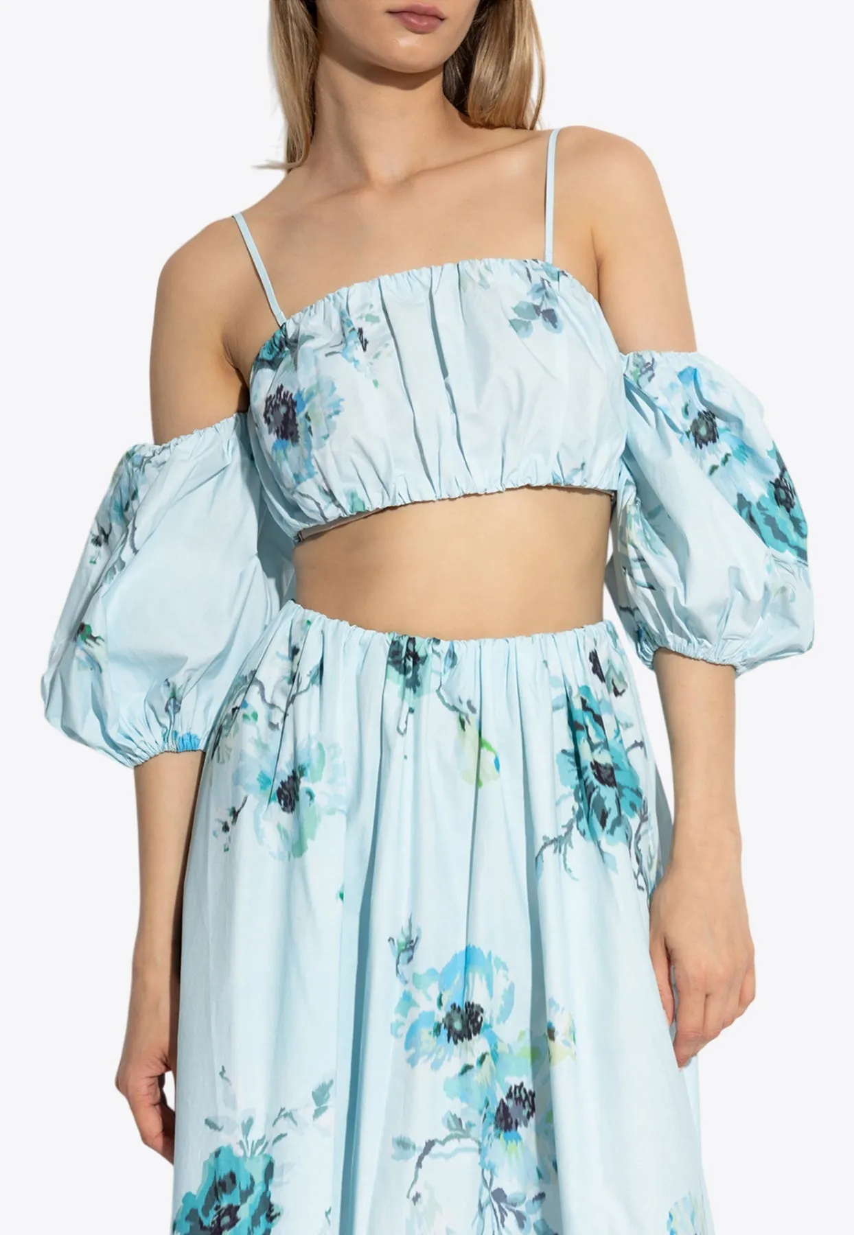 Lightburst Off-Shoulder Floral Cropped Top