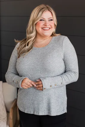 Heather Grey Ribbed Knit Top