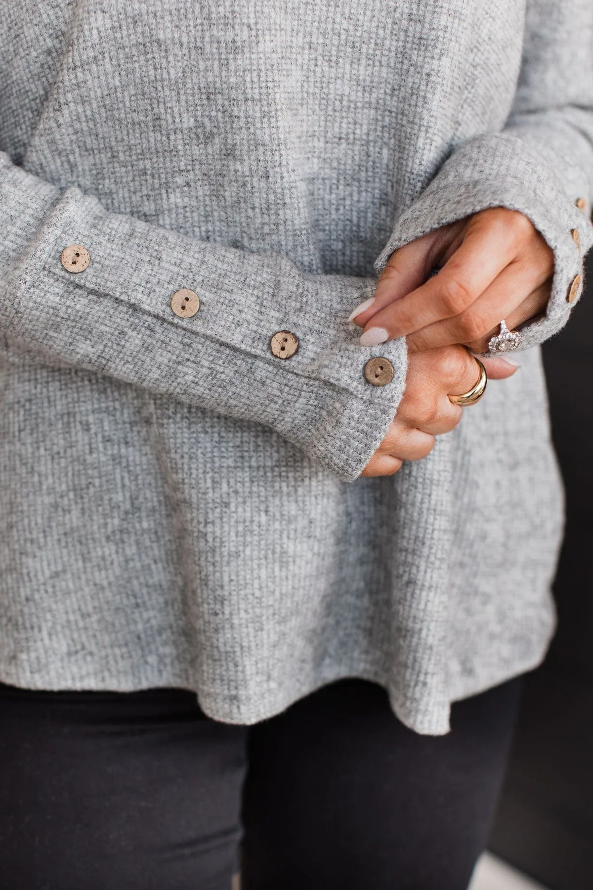 Heather Grey Ribbed Knit Top