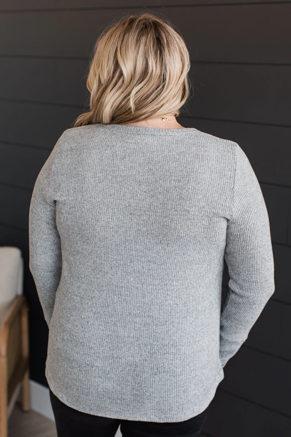 Heather Grey Ribbed Knit Top