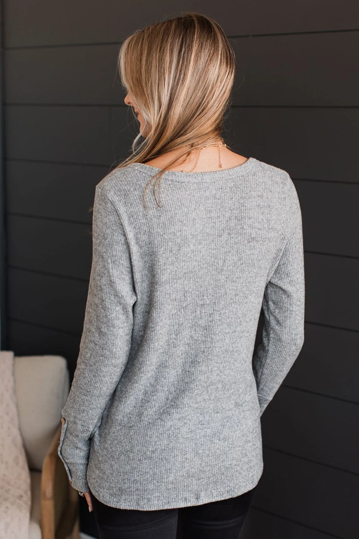 Heather Grey Ribbed Knit Top