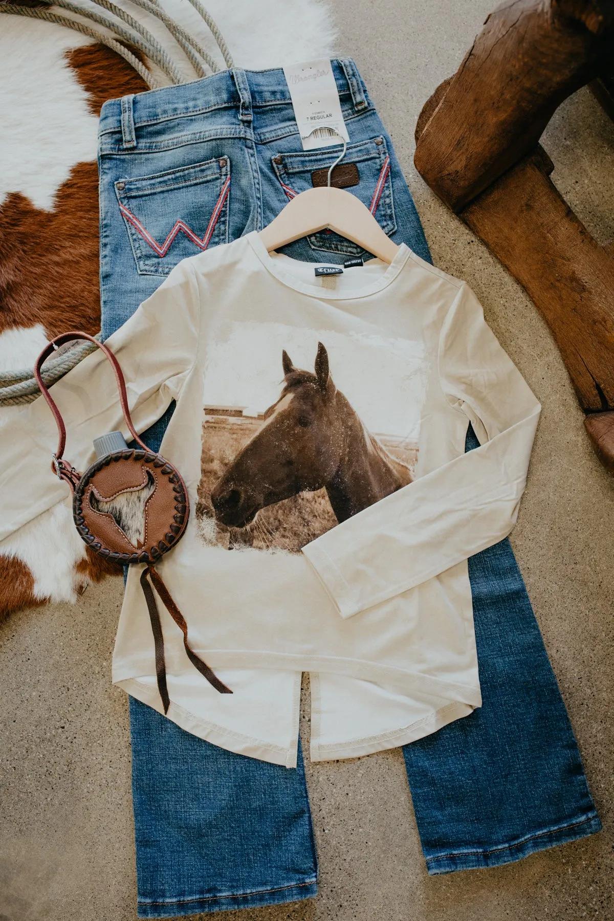 'Lizzie' Girls Cruel Denim Horse Graphic Long Sleeve T shirt