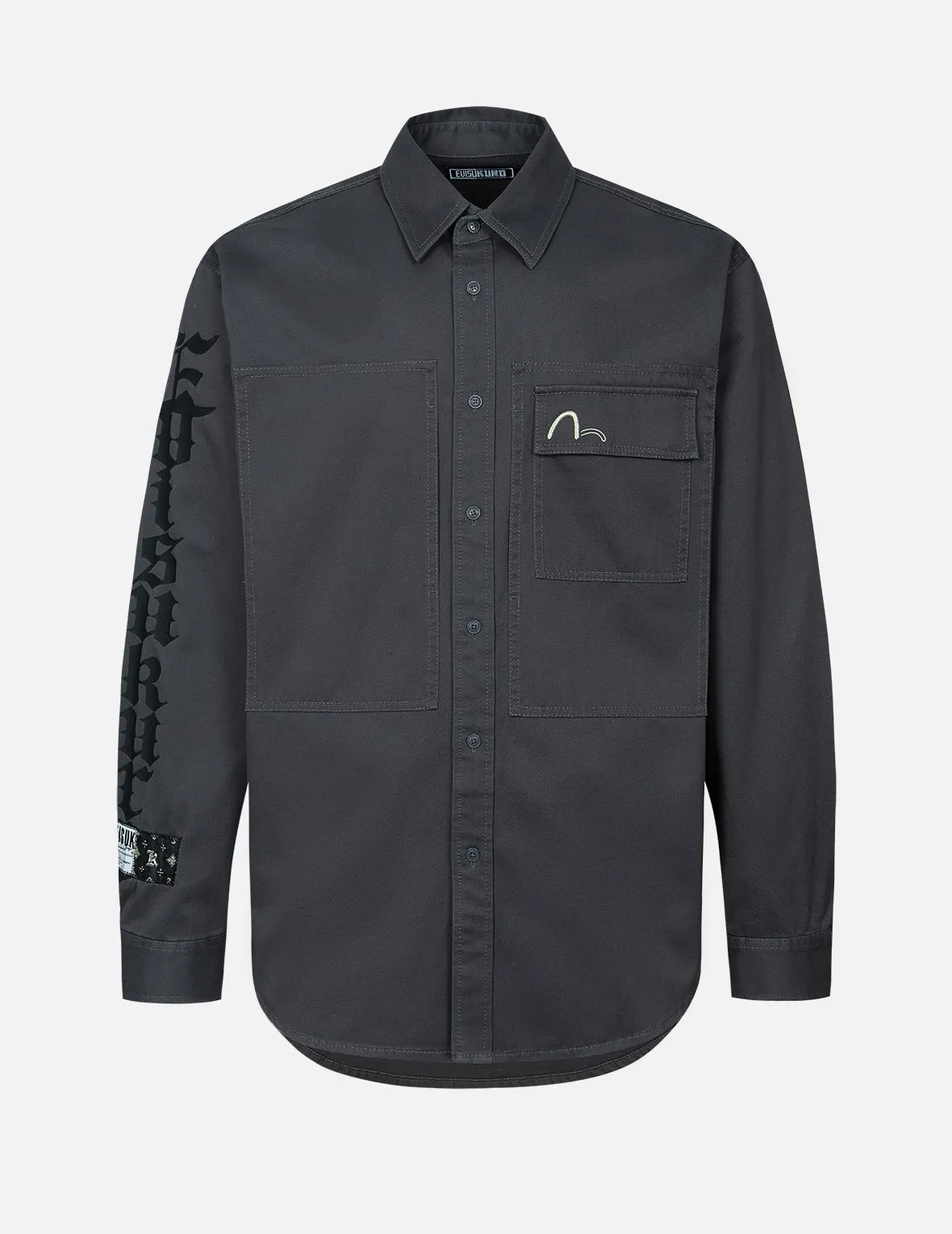 Logo and Seagull Embroidery Relax Fit Cargo Shirt