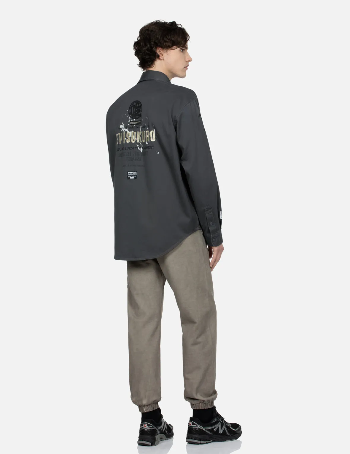 Logo and Seagull Embroidery Relax Fit Cargo Shirt