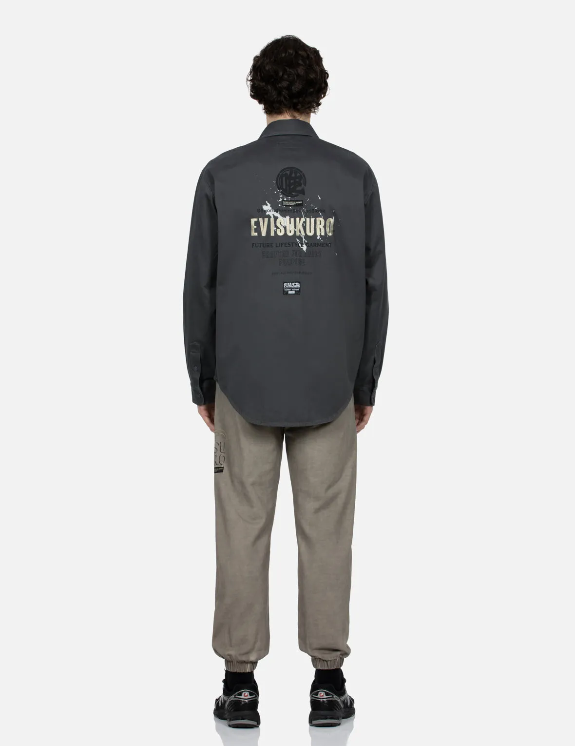 Logo and Seagull Embroidery Relax Fit Cargo Shirt