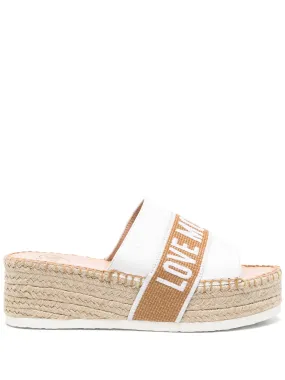 Logo Jacquard Wedge Espadrilles - White