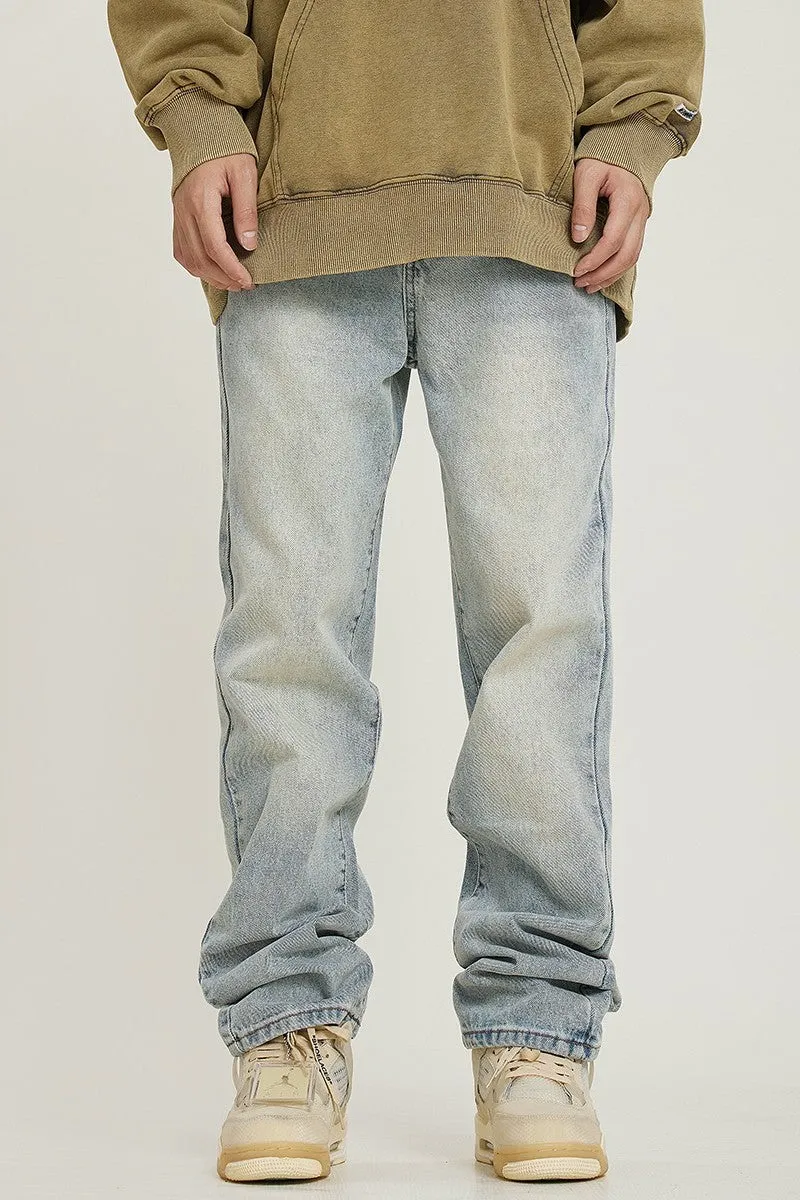 Loose Straight Washed Jeans