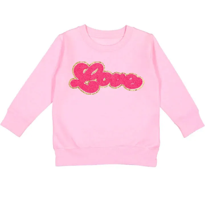 Valentine's Day Sweatshirt with Love Script Patch