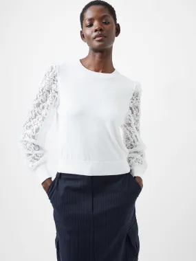 Luvy Mesh Sleeve Jumper with Embroidered Detail