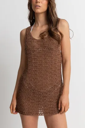 Brown Knit Scoop Neck Mini Dress - Maddie